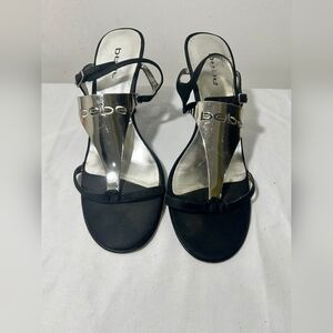 Bebe black and silver sandals size 9M